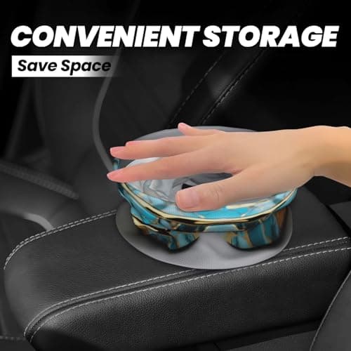 Turquoise Marble Car Trash Can Leak-Proof Organizer For Long Road Trips And Family Vacations — view 4