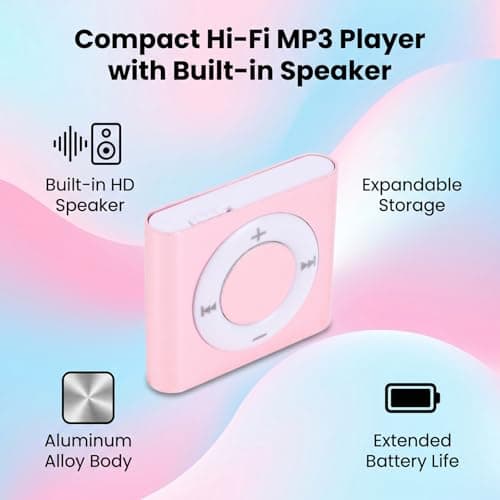 Generic Portable Aluminum Alloy MP3 Player with HiFi Sound Speaker Rechargeable for Students and Kids (Rose Gold) — view 4