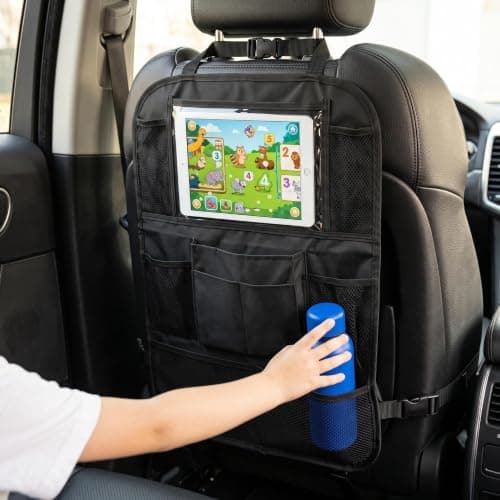 Twzqsyw Car Back Seat Organiser for Kids — 2 Pack | Rear Seat Organiser with Tablet Holder & Multiple Pockets | Kids Car Seat Organiser | Car Travel Accessories | Backseat Car Organizer for Children — view 6