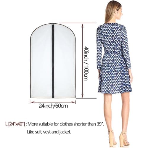 Clothes Covers Protector Bags Translucent Dustproof MothProof Anti-mite Breathable Zipper Dresses Bags Garment Bags Dress Suits Covers for hanging Clothes Wardrobe Storage Suit Carriers 6 PCS 60*100cm — view 2