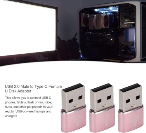 USB C to USB Adaptor, Type C Adapter, Type C Female to USB Male Converter with 5Gbps Data Transfer & Fast Charging, Compatible with All Devices with Laptop, PC, Power Bank (Rose gold) — view 4