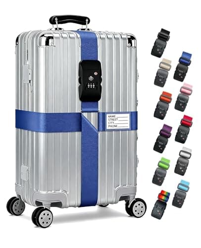 ASADAYS Luggage Straps [2026 New Model · Cross-shaped · TSA Lock] Anti-loosening strap durable nylon webbing adjustable length 102-200cm suitable for 22-32 inch suitcases (Dark blue)