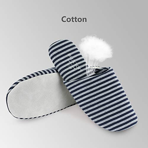 BUXTON Cozy Lightweight and Memory foam Indoor Slippers for Womens and Mens(unisex), Foldable Slippers with Mesh bag-For Home,Travel,Spa and Hotel, Navy/Grey, Small-Medium — view 3