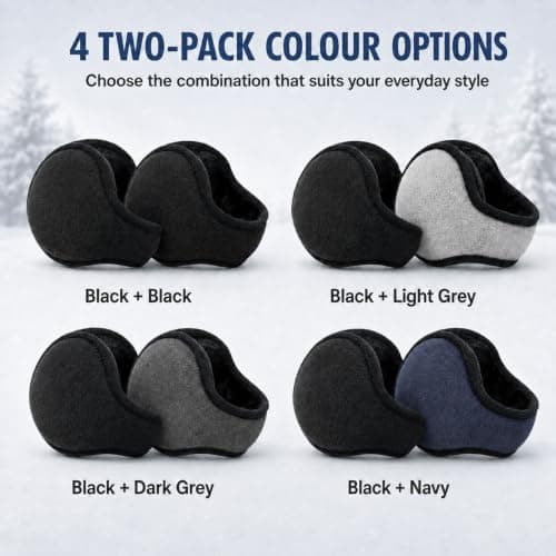 NWDEY 2 Pack Winter Warmers Ear Muffs for Women and Men，Black*Navy — view 5