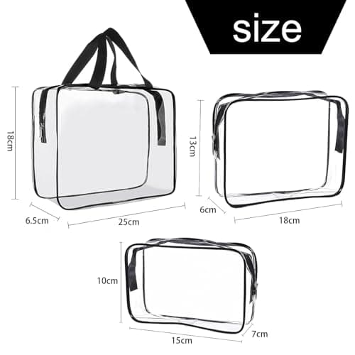 3 Pcs Clear Toiletries Bag, Clear Travel Toiletries Bag, Portable Makeup Organizer Bags, PVC Waterproof Transparent Travel Toiletry Bag with Zippers, for Business Bathroom, Travel Business — view 2