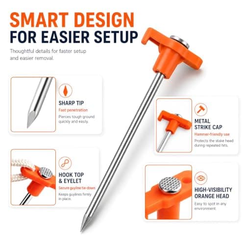 RICKUNCL 10 Pack Tent Pegs Metal Heavy Duty — view 3