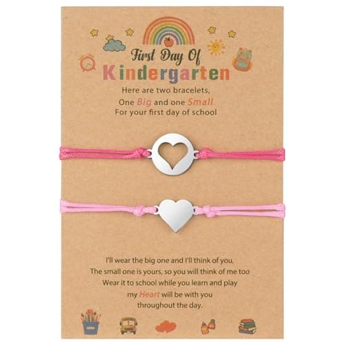 AUAUY 2PCS Back to School Bracelet, Heart Friendship Bracelets for Girls