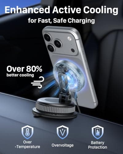 YOSH for Magsafe Car Mount Charger, 15W Wireless Car Charger with Cooling — view 3