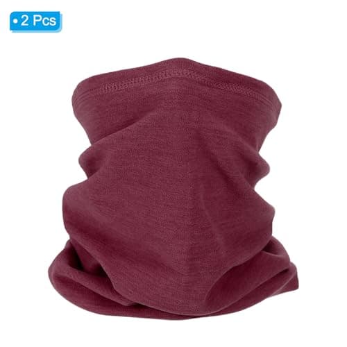 PATIKIL Winter Neck Warmer, 2 Pack Windproof Neck Gaiter Cold Weather Scarf Face Covering Ski Gaiter for Men Women, Wine Red — view 3