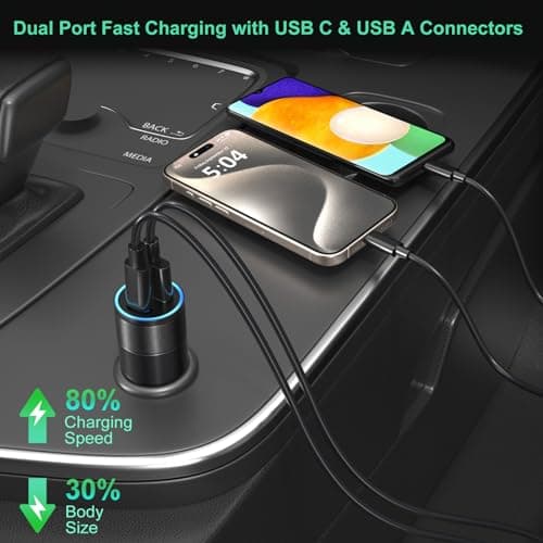 6 Pack USB C Car Charger, Bangfun 38W Dual 12V USB-C & USB-A Car Charger Multi Port QC+PD 3.0 Fast Charge Cigarette Lighter Adapter Phone Plug for iPhone 17 16 15 14 13 12 Pro Galaxy Pixel Android — view 3