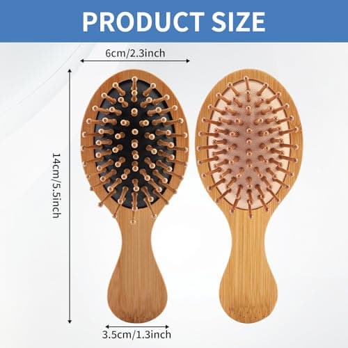 Mini Bamboo Hair Brush Set of 2, Portable Wooden Paddle Hairbrush — view 2