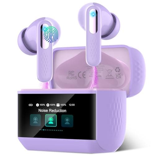 Wireless Earbuds, 2026 Bluetooth 5.4 Headphones In Ear with ANC/ENC Noise Cancelling Mic, HiFi Stereo Bluetooth Ear buds with Multifunctional Touchscreen, 5 EQ Modes Bluetooth Earphones, Purple