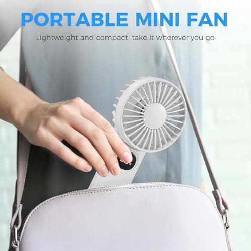 CNMTCCO Hand Held Fan,Portable Handheld Fan Rechargeable,Mini Hand Fan with 5 Speeds,With LED Display Foldable Desk Fan Electric USB Small Hand Held Fans for Travel Outdoor Office Home Bedroom (White) — view 5