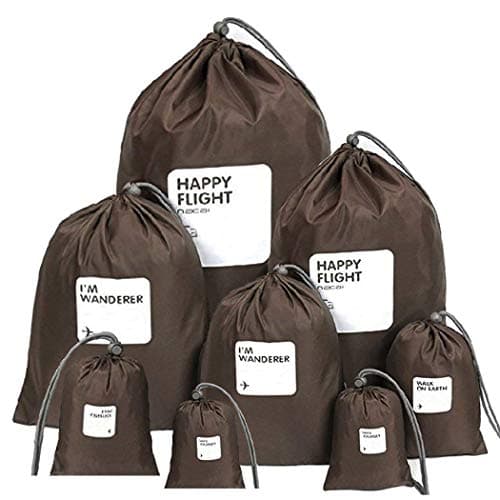 Amoyie Waterproof Drawstring Bag 8pcs, Shoe Pouch Travel, Stuff Bag Camping