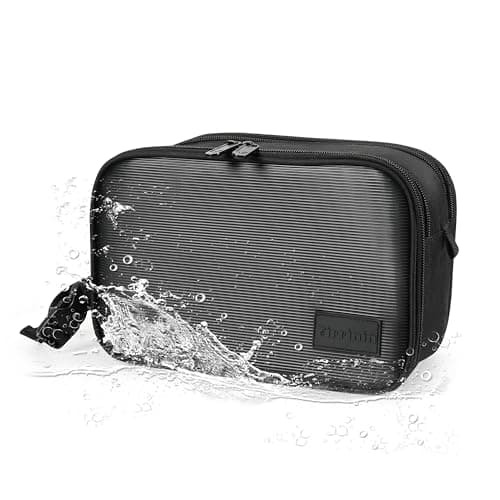 Kato Tirrinia Large Toiletry Bag for Men, Portable Travel Wash Bag, Water-resistant Shaving Kit for shower, Cosmetic Bag for Women, Wet and Dry Separation Dopp Kit Bathroom Gym Travelling (Black)