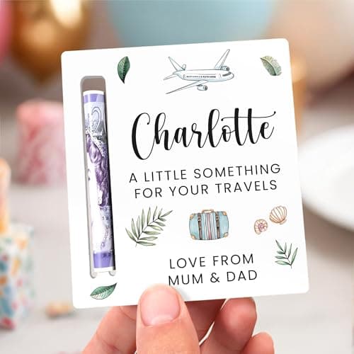 Beecreative Personalised Gap Year Travel Gift, Going Travelling Gift, Money Holder Gift Wallet Card, Gift For Traveller, Farewell Gift For Son Daughter Student — view 2