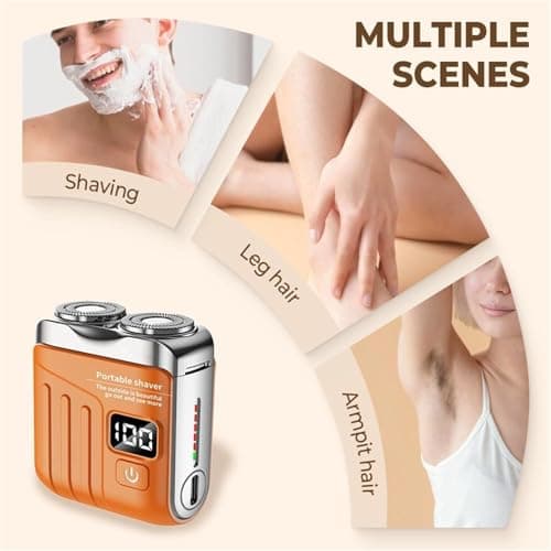 Portable Rotary Dual Ring Electric Shaver with Travel Case, Mini Dual-Head Electric Shaver for Men, Rechargeable Waterproof Pocket Razor for Home, Car, Travel (Black) — view 5