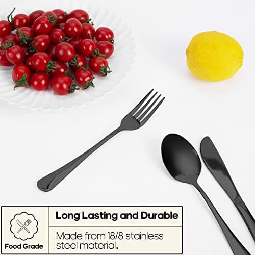 Travel Utensils with Case, Quatish Portable Silverware Set for Work, Stainless Steel Reusable Travel Cutlery Set, Fork and Spoon Set for Camping, Picnic, Gadgets, Lunch Box for Men, Black — view 2