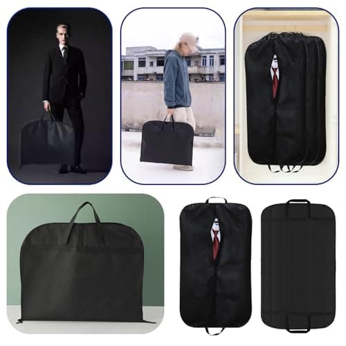 1 Pcs Suit Cover for Men, Black Travel Garment Bag with Handle & Zipper, Breathable Suit Carrier for Business Trips, Tuxedo, Coats, Dresses, Closet Storage, Lightweight Foldable Garment Protector — view 5