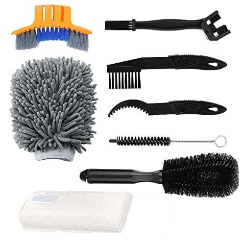 Oumers 8pcs Bike Cleaning Brush Kit, Chain Cleaner Multi Tool Bicycle Maintenance Accessories for Motorbike Chain/Tire/Sprocket Cycling Corner Stain Dirt Clean