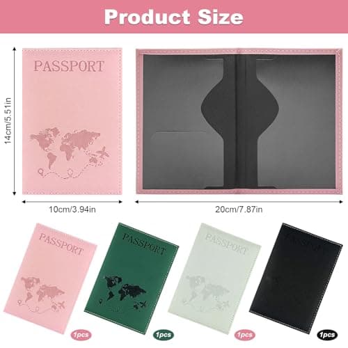 SJDOFU PU Leather Passport Cover, 4PCS Passport Holder, Passport Wallet Cover Case for Passport Ticket Card Boarding Passes Credit Card Business Cards — view 2