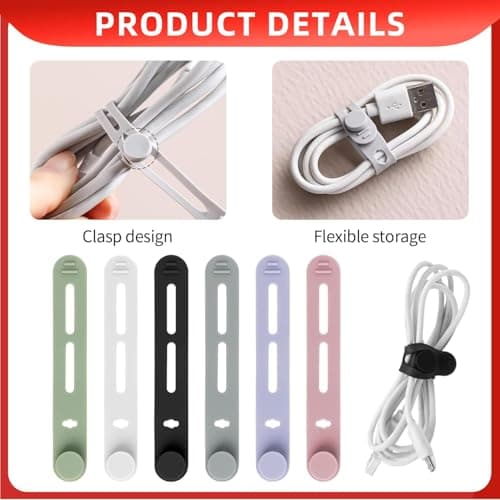 12-Pack Reusable Silicone Cable Ties - Flexible Organizers for Wires, Chargers, and Small Items - Durable Storage Solution for Home & Office — view 3