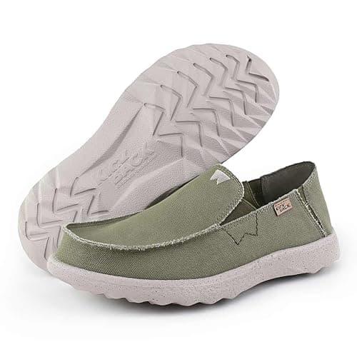 Kickback Couch 2.0 Men’s Canvas Slip On Loafers – Lightweight Casual Summer, Travel & Beach Shoes with Anti-Slip Sole - Relaxed Comfortable Fit for All Day Comfort - Khaki Green, UK 11 — view 3