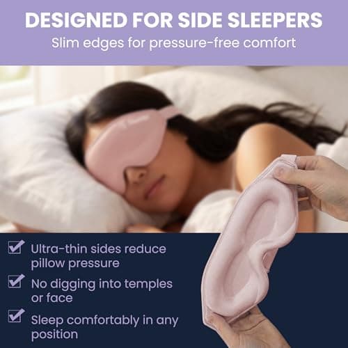 Slumbr 100% Blackout Sleep Mask for Men & Women - Light Blocking Eye Mask for Sleeping, 3D Contoured Soft Eye Mask, Adjustable Strap, Comfortable Travel Sleep Mask for Shift Work & Insomnia - Pink — view 3