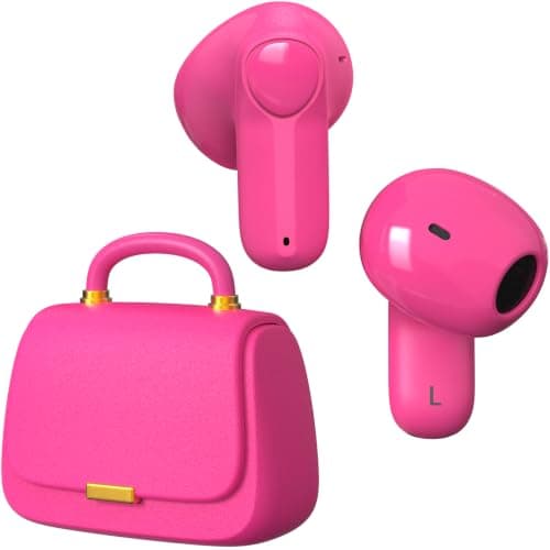 ANCwear Hot Pink Wireless Earbuds, Mini Handbag Charging Case, 22H Playtime