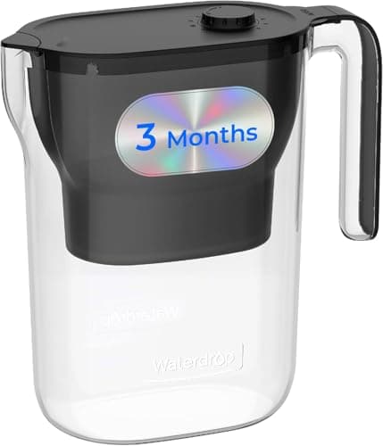 Waterdrop PT-05BL-L Water Filter Jug, 3 Months, 2.5L, NSF Certified, Black