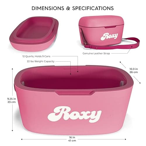 Roxy 12 Qt Portable Hard Cooler with Shoulder Strap, Insulated Ice Chest for Beach, Picnic, Camping and Travel, Pink Coral — view 2
