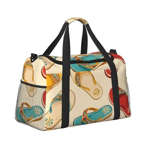 Summer Sandals Pattern Large Capacity Travel Storage Bag Lightweight Hand Carry Bag Overnight Storage Bag Unisex Travel Bag — view 3
