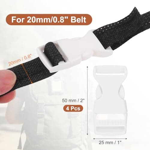 PATIKIL 4pcs Quick Side Release Buckle 0.8" Plastic Belt Clip White — view 2