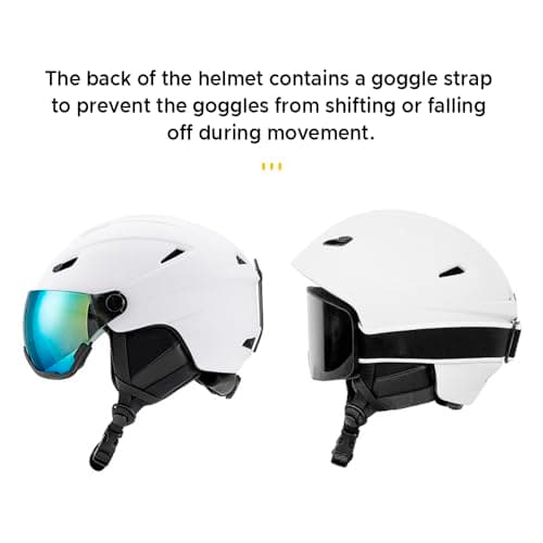 SHUAIGUO Integrated Ski Helmet Men and Women Snowboard Helmet with Removable Visor Goggles(Orange) — view 4