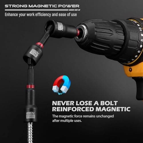 80-Piece Premium Magnetic Impact Nut Driver Set Metric & SAE with Socket Adapters, Bit Holder, Wing Nut Driver, Universal Sockets, Quick Release Extension, Power Bits — view 6