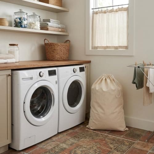 Household Essentials Extra Large Natural Cotton Laundry Bag, Beige — view 6