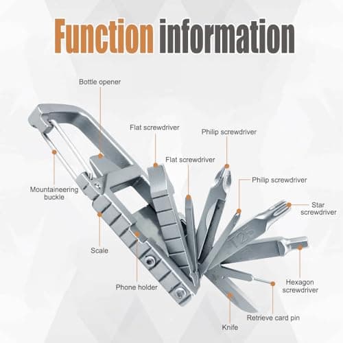 GOWEILE Multitool Keychain 12 in 1 Portable Folding Multi Tool Stainless Steel Outdoor Screwdriver Bit Multipurpose Hand Tool Gifts for Men — view 3
