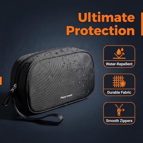 Nerciony Black Oxford Cloth Tech Pouch, Water Resistant Cable Organiser Bag for Travel Accessories, Portable Electronics Travel Organizer & Power Bank Case for Cords, Chargers, Hard Drives — view 2
