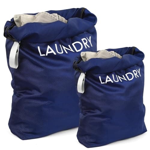 2 Pcs Waterproof Drawstring Travel Laundry Bags Two Sizes