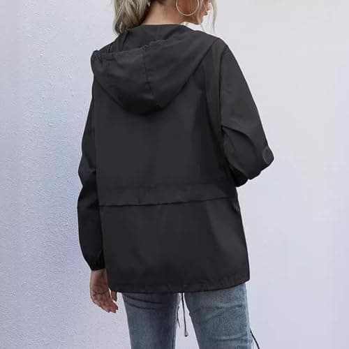Lancry Lightweight Waterproof Jacket Women, Packable Raincoat Rain Jacket Hooded for Outdoor Hiking, Running, Cycling (S, Black) — view 2