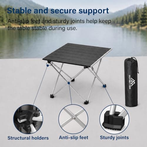 Vivo Technologies Lightweight Portable Camping Table,Outdoor Folding Table Compact Roll Up Tables Easy to Carry and Clean,Tent Table for Camping, Picnic, Hiking, BBQ Home Use 55x40x37cm(Medium) — view 5