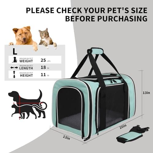 Yipincover Carriers Soft-Sided Large Pet Carrier for Cats Dogs Small Animals Up To 25Lbs,Top Load Carrier,Ventilated Design,Portable Cat Carrier Airline Approved(X-Large,Green) — view 5