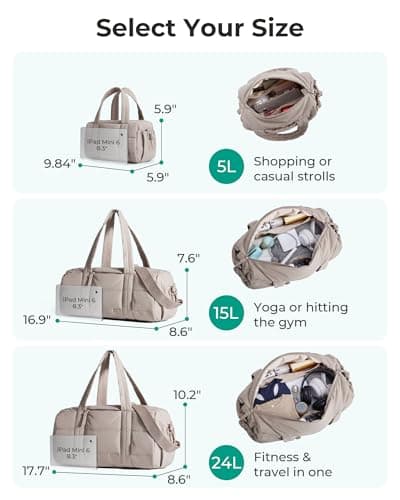 bagsmart Gym Bag for Women Puffy Yoga Mat Travel Weekender Duffle Bag, Pink — view 3