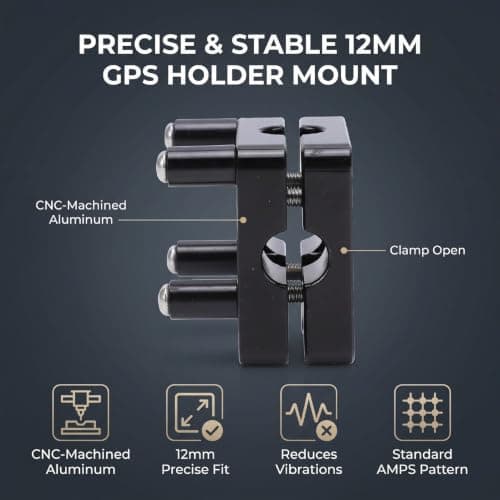 aqxreight 12mm GPS Mount Bracket, CNC Machined Aluminum with AMPS Hole Pattern, Compatible with Zumo XT and QuadLock for R1200 1250 GS GSA 2014-2022 Tenere 700 — view 6