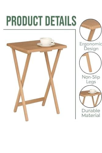 Premium Wooden Folding Table | 66cm Height | Foldable Snack Table & Coffee Tray | Compact Side Table for Sofa | Durable & Lightweight Wood | Space-Saving Multipurpose Table for Home & Office Use (1) — view 4
