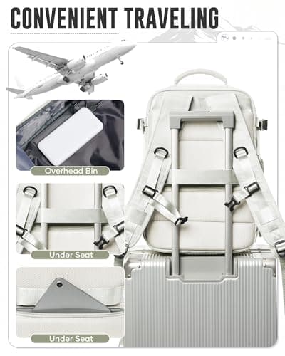 WEPOET Vacuum Backpack Travel with Pump Women, Carry On Laptop Compression Backpack Flight Approved, Ryanair Cabin Bags for Men, Waterproof Travel Bag with Vacuum System(White) — view 6