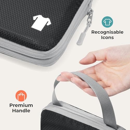 Samfolk Compression Packing Cubes for Suitcases Packing Cubes Compression Set Waterproof Suitcase Organiser Bags for Travel Suitcase Luggage Packing Organizer Bags Travel Essentials Black 8 Set — view 4