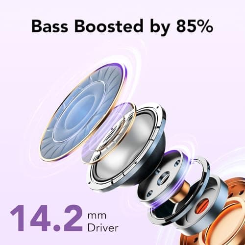 IKT Ear Buds Wireless Earbuds, 50Hrs Playtime Bluetooth Earphones, Bluetooth Headphones 5.3, In Ear with 4 ENC Call Noise Cancelling Mics, Bass Boost 85%, Mini Earbuds IPX7 Waterproof, USB-C(Purple) — view 2