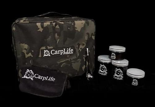 CarpLife Brew Kit Bag Cookware Set - Portable Coffee Tea Cookware Bag - Carp Fishing Brew Kit Set - Camping Tea Coffee Sugar Storage, Teaspoon and Microfibre Hand Towel for Travel & Road Trips - Camo — view 3