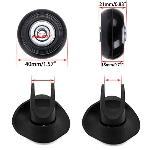 SUMNACON 4Pcs 40x18mm Luggage Suitcase Replacement Wheels, Rubber Swivel Caster Wheels Bearings Repair Kits — view 5